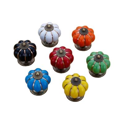 China Modern Colorful Pumpkin Cabinet Door Knobs Zamak Drawer Pull Handle Bathroom  Wardrobe Dresser Knob for sale