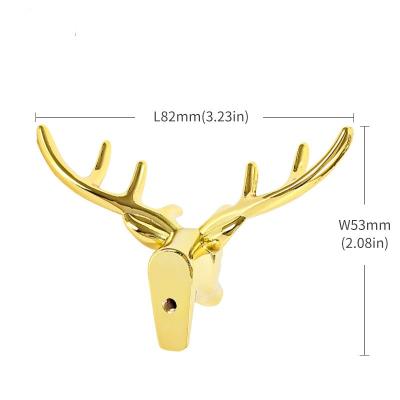 China Modern Modern Pure Brass Cabinet Handles Lucky Deer Antlers Deer Head Furniture Decoration Pulls for sale