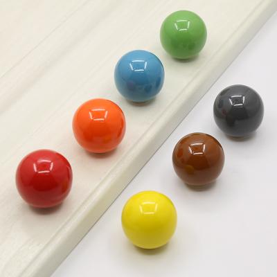 China Modern Colorful Ceramic Cabinet Door handle Simple Cabinet Wardrobe Drawer Ball Circular Knob Bottle Lid Handle for sale