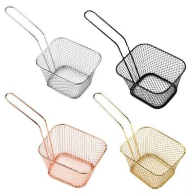 China Sustainable Kitchen Frying Basket Commercial Fryer Kitchenware Wire Strainer Basket Filter Sieve for sale