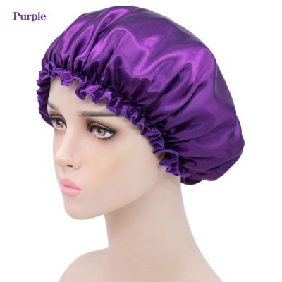 China Comfortable Soft Sleep Hat Nightcap Hair Care Stretch Silk Nighthat For Women for sale