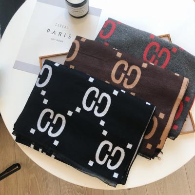 China Newest scarf factory stock cashmere letter cc scarf for autumn winter double-sided warm scarf for sale