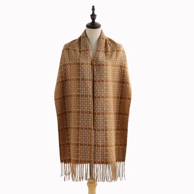 China Factory Wholesale New American European Tartan Tassel Plaid Soft Warm Scarf Fringed Shawl Cashmere Scarf for sale