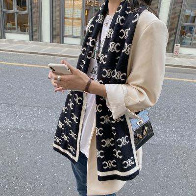 China Autumn Winter Cozy Bib Double-sided Korean Double-sided Ladies Knitted Long Scarf for sale