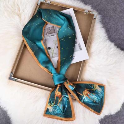 China Wholesale Medium Manufacture Custom Design Print Chiffon Scarf Neck Tube Scarf Bandana For Women Silk Scarves for sale