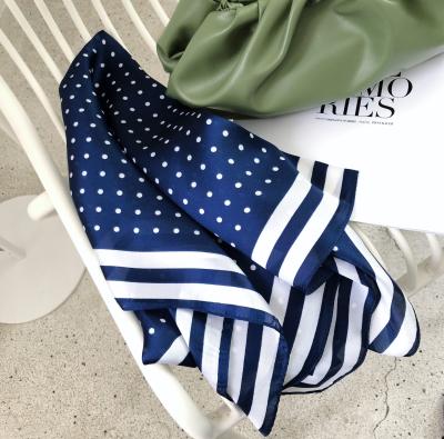 China Medium Manufacture Wholesale Custom Design 70*70cm Wave Point Chiffon Scarf Neck Tube Scarf Printing Bandana For Women Square Silk Scarf for sale