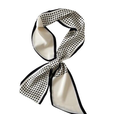 China Soft Smooth Feeling Polka Dot Pattern Scarf Hair Tie Neck Scarf For Women Silk Scarves for sale