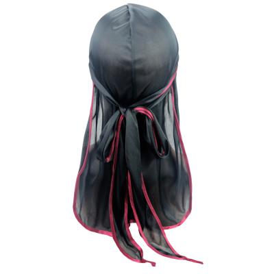 China Pirate Style Solid Color Bow Head Scarf Headwrap Soft Feeling Soft Silk Durag For Unisex for sale