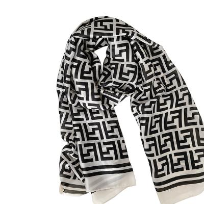 China Daily life letter pattern printing scarf satin scarves and shawls for women silk scarves for sale