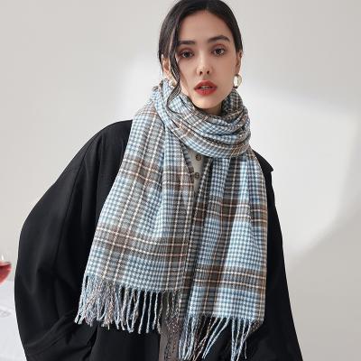 China Newest Scarf 2021 New Autumn Winter Street Imitation Cashmere Bib Houndstooth European American Scarf for sale