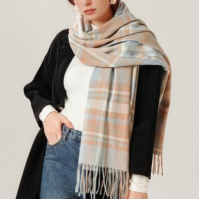 China Wholesale korean american european women autumn winter style plaid shawl fringed scarf imitation cashmere scarf new for sale