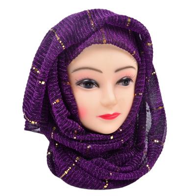 China 20201 New Fashion Wedding Solid Colors Breathable Sequins Lace Up Muslim Designer Scarf Headscarves for sale