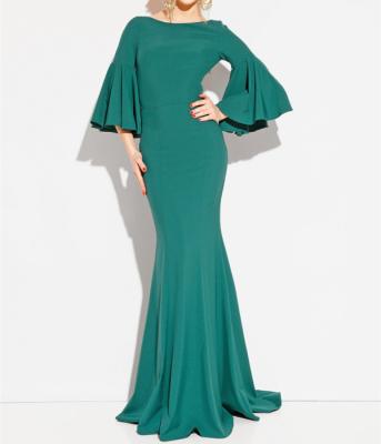 China 2018 Breathable Sleeve Zipper Bell Back Mermaid Back Evening Dress for sale