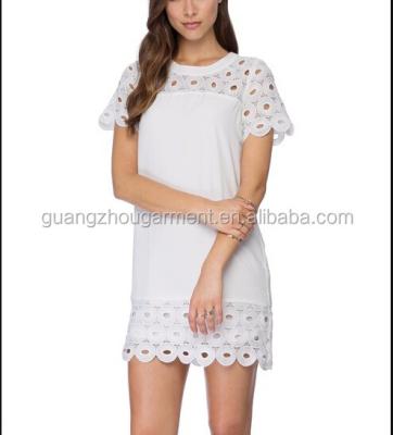 China Women Anti-Static Lace Crochet Mini Dress Fashion Casual Dress Lady Custom Made Apparel Dress for sale