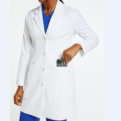 China Comfortable/Breathable/Durable/Anti-Wrinkle White Full Body Medical Women Lab Coat With Pockets Cherokee White Lab Coat With Embroidery for sale