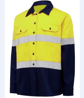 China Comfortable/Breathable/Durable/Anti-Wrinkle Yellow and Navy Blue Two Tone Work Shirts Uniform For Work Shirt for sale