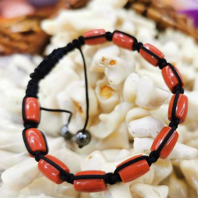 China Vintage Coral Beads Bracelet Natural Healing Stone Beaded Braided Rope Macrame Unisex Adjustable Bracelets for sale