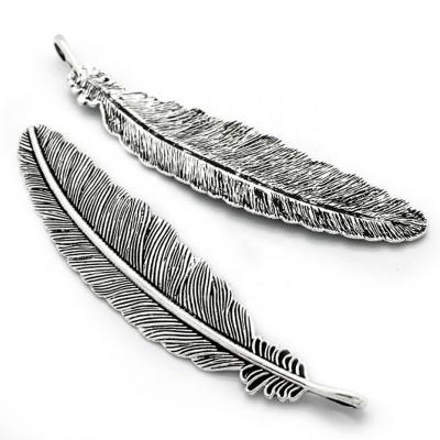 China Feather Pendant Accessories For Jewelry Making Feather Pendant Link With Chain Necklace Jewelry Leather Rope for sale