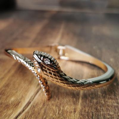 China Vintage 18K Gold Plated Open Snake Cuff Bangle Snake Bangle Punk Open Bracelet For Women Girls for sale