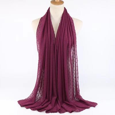 China 2021 QUICK DRY New Malaysia and Indonesia hot-selling long scarf flocking the ball of the thick chiffon scarf for sale