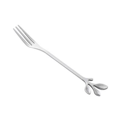 China Small 12cm Dessert Salad Fork Viable Branch Fruit Shape Fork Mirror Stainless Steel for sale