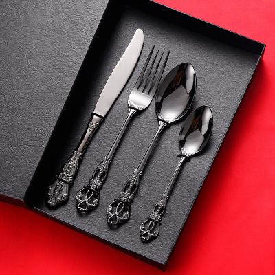 China 2022 Viable Fashion 4pcs Spoon Forks and Knives For Events Silverware 304 Stainless Steel Thick Cut Flatware Cutlery Set for sale