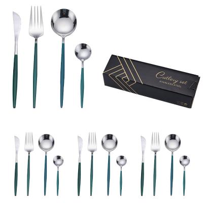 China Viable Bulk Spoons Forks And Knives For Events Silverware 4Pcs 304 Stainless Steel Thick Flatware Flatware Set for sale