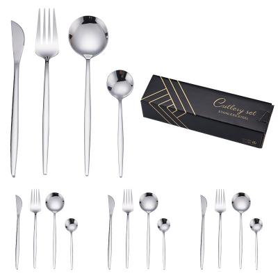 China Modern Luxury Wedding Flatware Custom Made Sustainable Matte Cutlery Silverware Kitchen Travel 4Pcs Stainless Steel Gold Gold Set for sale