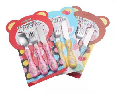 China 3PCS Stainless Steel Toddler Viable Utensils Fork Spoon and Knife Cutlery Child Flatware Cutlery Set for sale