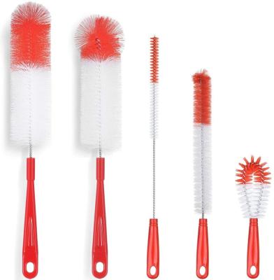 China Sustainable Red Bottle Brush Cleaner Set - Long Large Cleaning Brush For Beer Bottle Thermos Water Bottles With Straw Brush for sale