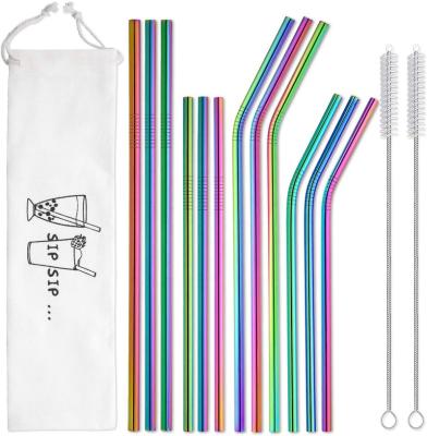 China Fashion Food Grade Custom 304 Stainless Steel Sustainable Colorful Bulk Eco Friendly Reusable Straw For Drinks Cold Water for sale