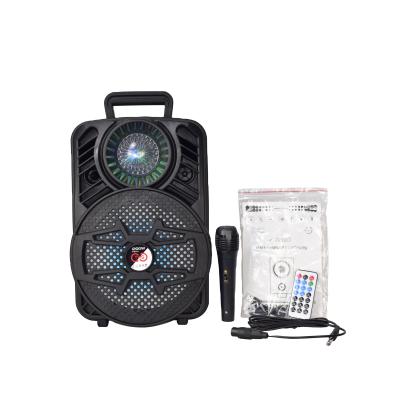 China Video Call 8 Inch Portable Speaker Party Trolley Speaker Sound Box Speaker With Led Light Wheels for sale