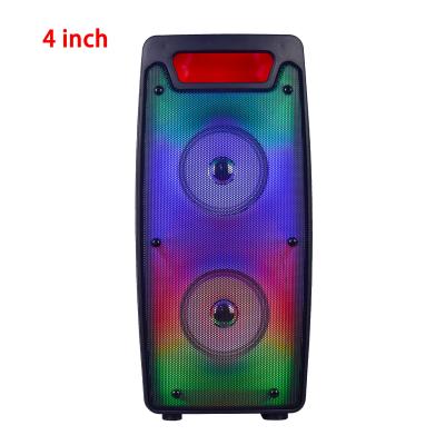 China Phone Operate 4 Inch Dual Powered Speaker Flame Light Amplifier Audio Wireless Karaoke Speaker With Battery for sale