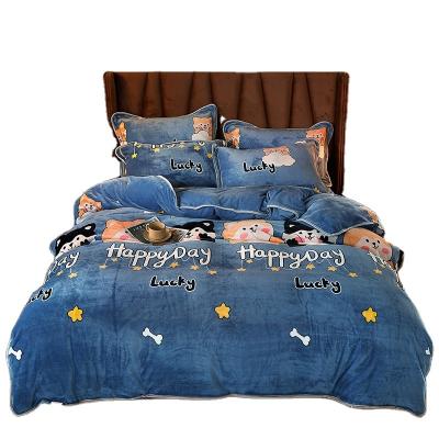 China Customized Luxury Super Soft Folded Mink Printed 3D Comforter Sheet Comforter Set Bedding Set for sale