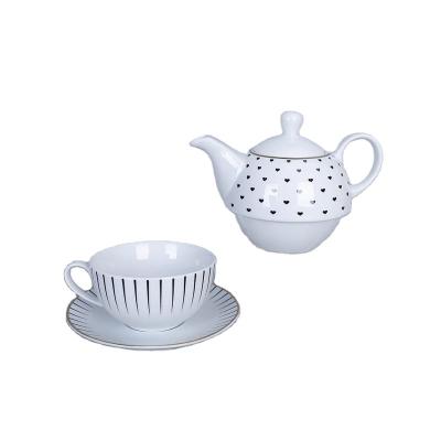 China Viable Factory Custom Wholesale Ceramic Potted Porcelain Set Teapot Cups Saucer Sets Ceramic Tea Set for sale