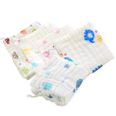 China Custom Cute Printed Baby's Cotton Compressed 6 Layers Muslin Towel Set Washcloths for sale