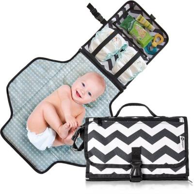 China Eco-friendly Waterproof Portable Baby Diaper Changing Station Mat With Zippered Pockets for sale