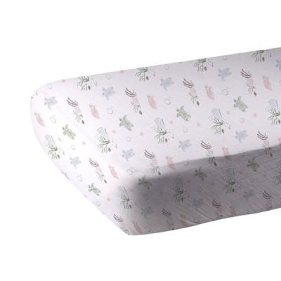 China Disposable Custom Bamboo Printing Baby Crib Fitted Sheet Muslin Baby Fitted Crib Sheets 100% Cotton for sale