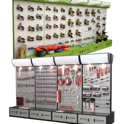 China Supermarket Custom OEM Hardware Store Tools Display Racks Metal Pegboard Hardware Tools Show Rack for sale