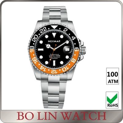 China Custom Logo Date Automatic Colorful Stainless Steel Case Watch With Date for sale