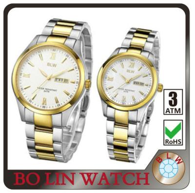 China Auto date couple watches/316 stainless steel case&strap/IP Silver&IP gold/Japan movement/advanced face 5AM couple watch brand for sale