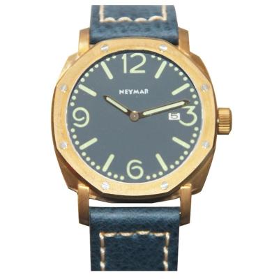 China Alarm BRASS case, leather strap, automatic movement bronze watch for sale