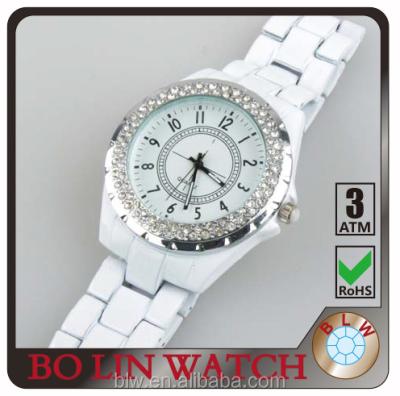 China Water Resistant Brand Luxury White Ceramic Watch With 316L Stainless Steel Case for sale