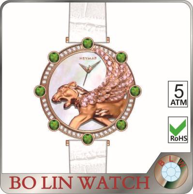 China Automatic Date Gemstone Jewelry Watch, Women's Leather Watches, Dust Proof Watch Banding Part for sale