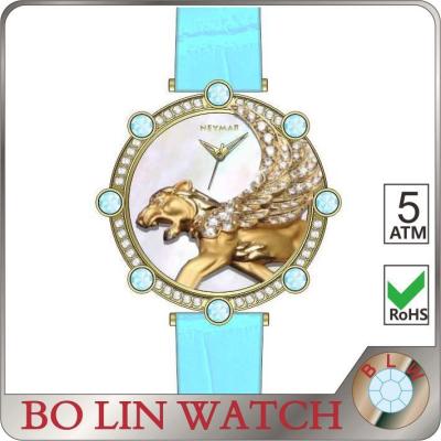 China Leather Geneva Auto Date Watches Porcelain , Geneva Wrist Woman Watch for sale