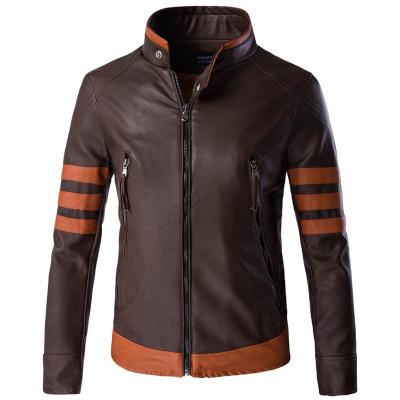 China Stylish Windproof Trim Jacket Casual Quilted Coat Men PU Leather Jacket for sale