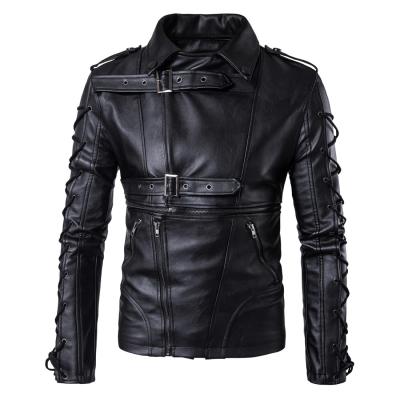 China New Customized PU Windproof Outerwear Casual Plus Size Coats Men Belt Jacket for sale