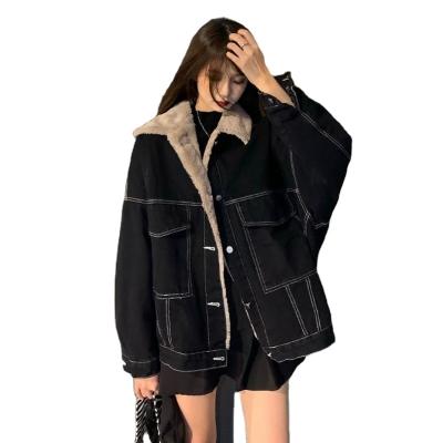 China Keep Warm Casual Extra Thick Jacket Solid Color Suede Coat Women Loose Jackets for sale