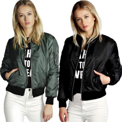 China Fashion Zipper Backing Windproof Collar Coats Solid Color Streetwear Womens Slim Casual College Jacket for sale