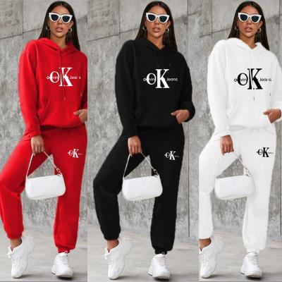 China QUICK DRY Loose Sport Trotter Clothes Print Sleeve Casual Hoodies Pants Set Long Two Piece Sets Fall Clothing For Women for sale